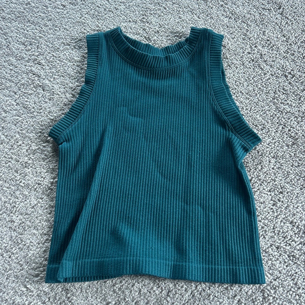 Aura Teal Ribbed Tank Top